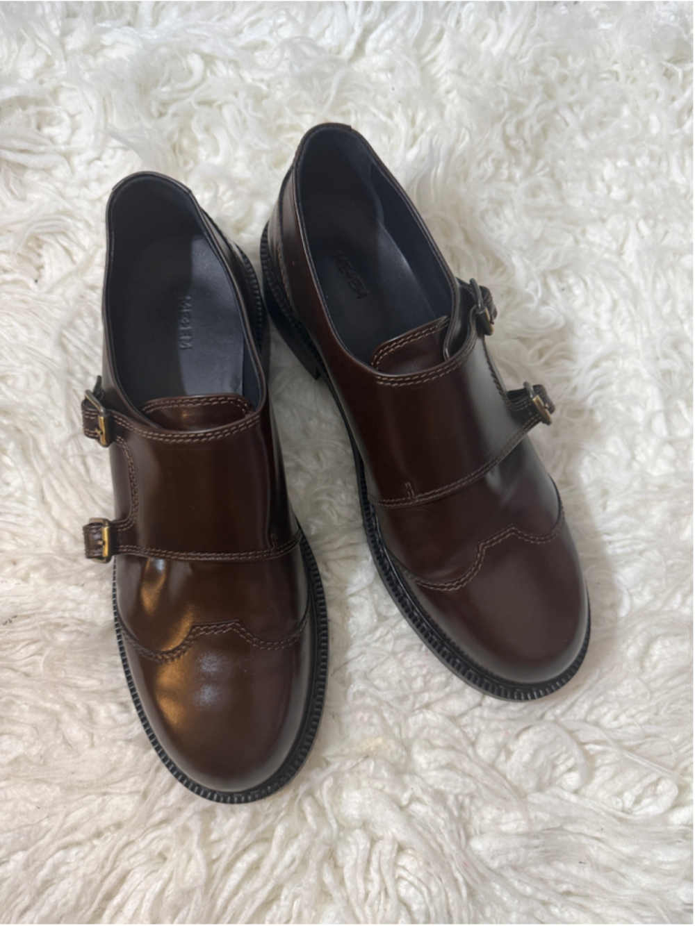 ME+EM double buckle strap dark brown leather size women’s 10 - Picture 3 of 11